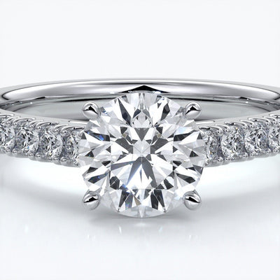 Adele Engagement ring round diamond 4 claw cathedral 18ct white gold