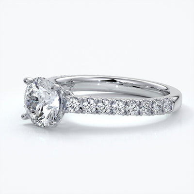 Adele Engagement ring round diamond 4 claw cathedral 18ct white gold