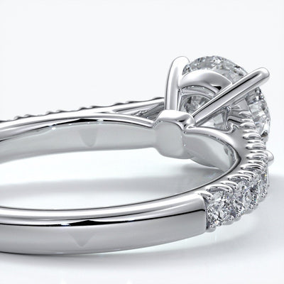 Adele Engagement ring round diamond 4 claw cathedral 18ct white gold