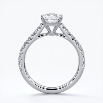 Adele Engagement ring round diamond 4 claw cathedral 18ct white gold