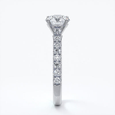 Adele Engagement ring round diamond 4 claw cathedral 18ct white gold