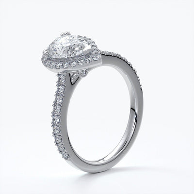 Alice Engagement Ring pear diamond band halo platinum