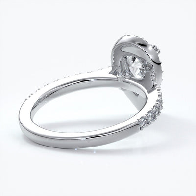 Alice Engagement Ring pear diamond band halo platinum