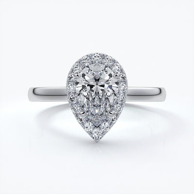 Audrey Engagement Ring pear halo platinum