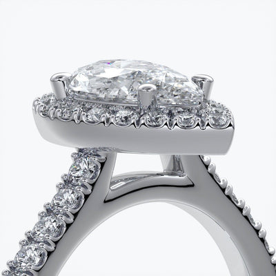 Ava Engagement Ring pear diamond band halo platinum