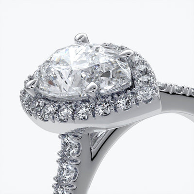 Ava Engagement Ring pear diamond band halo platinum