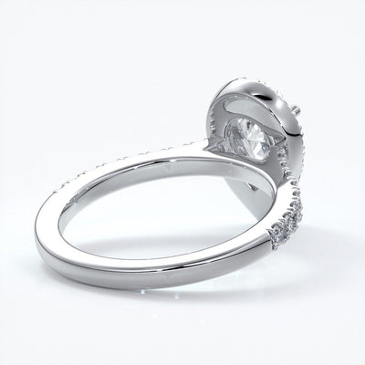 Ava Engagement Ring pear diamond band halo platinum