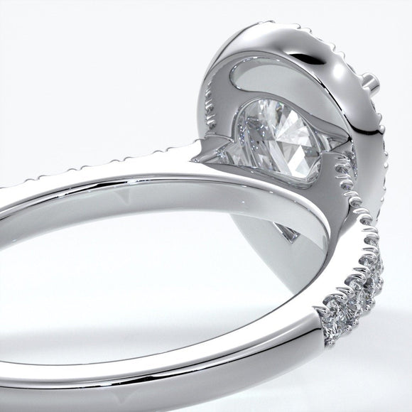 Ava Engagement Ring pear diamond band halo platinum