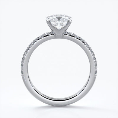 Belle Engagement ring cushion cut diamond 4 claw diamond band platinum