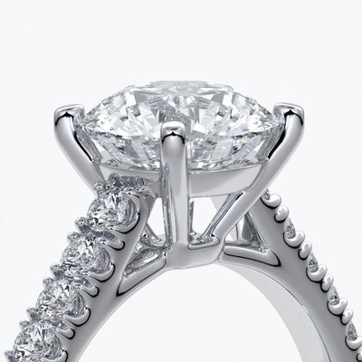 Bonnie Engagement ring round diamond 4 claw cathedral diamond band platinum