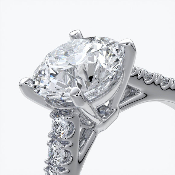 Bonnie Engagement ring round diamond 4 claw cathedral diamond band platinum