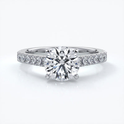Bonnie Engagement ring round diamond 4 claw cathedral diamond band platinum