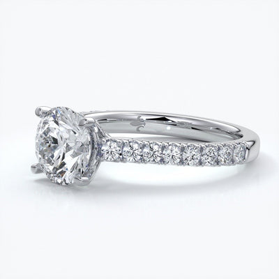 Bonnie Engagement ring round diamond 4 claw cathedral diamond band platinum