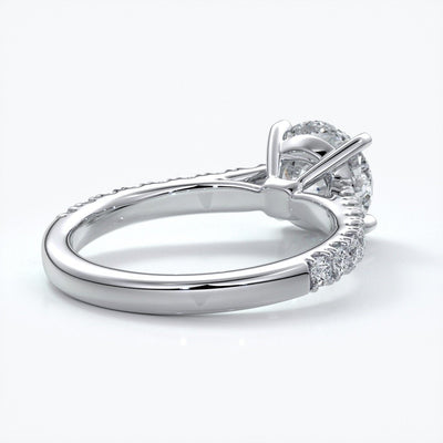 Bonnie Engagement ring round diamond 4 claw cathedral diamond band platinum