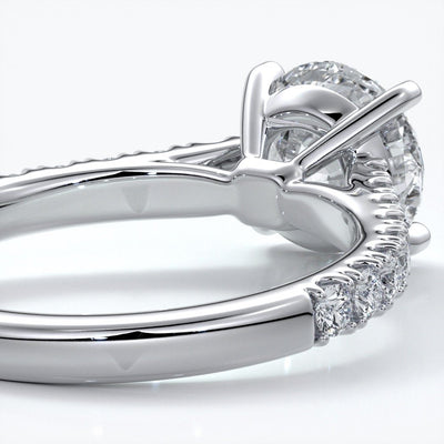 Bonnie Engagement ring round diamond 4 claw cathedral diamond band platinum