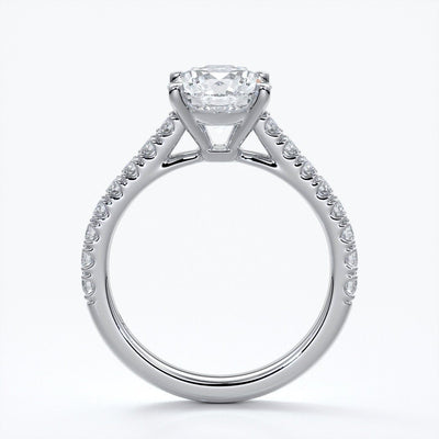 Bonnie Engagement ring round diamond 4 claw cathedral diamond band platinum