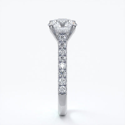 Bonnie Engagement ring round diamond 4 claw cathedral diamond band platinum