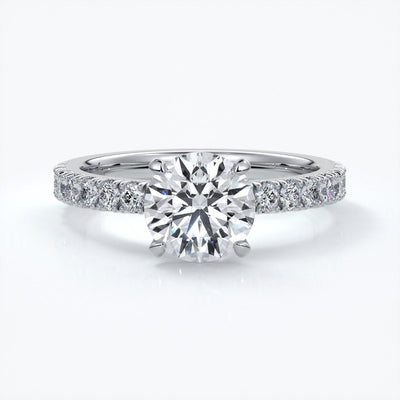 Bridget Engagement ring round diamond 4 claw diamond band 18ct white gold