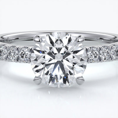Bridget Engagement ring round diamond 4 claw diamond band 18ct white gold