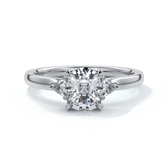 Platinum trilogy diamond ring with a cathedral setting