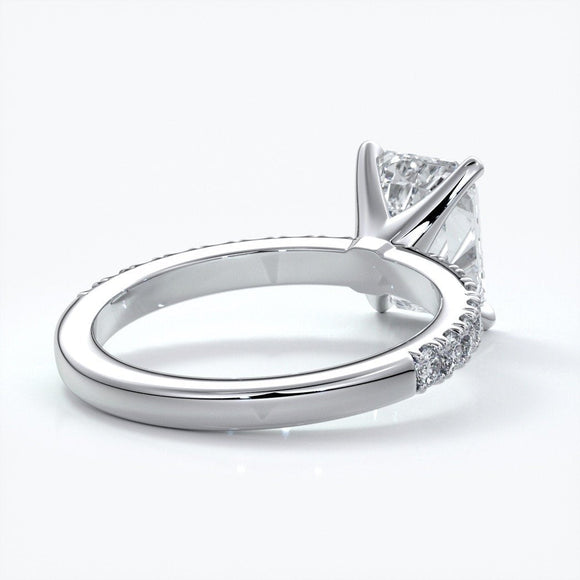 Charlotte Engagement Ring emerald diamond 4 claw diamond band platinum