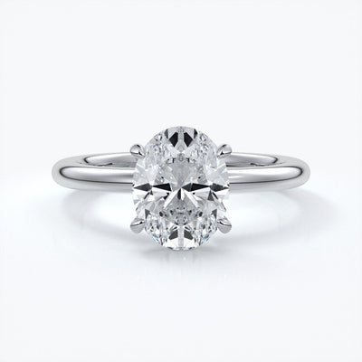 Cleo Engagement ring oval diamond 4 claw 18ct white gold