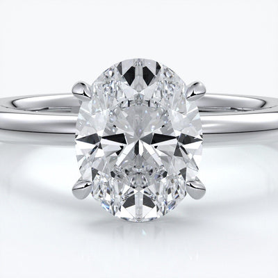 Cleo Engagement ring oval diamond 4 claw 18ct white gold
