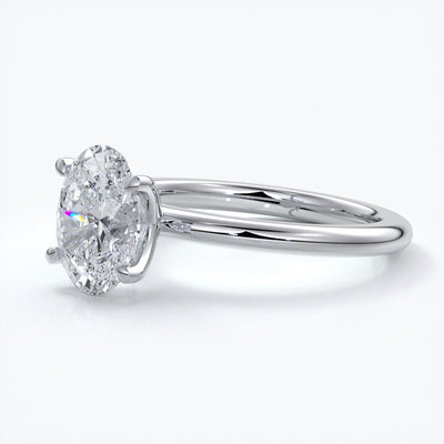 Cleo Engagement ring oval diamond 4 claw 18ct white gold