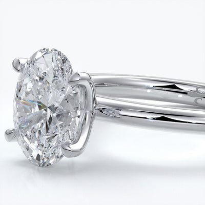 Cleo Engagement ring oval diamond 4 claw 18ct white gold