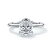 Platinum ring featuring a two carat oval diamond secured with four claws