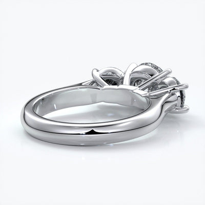 Dahlia Engagement ring straight trilogy round cathedral 18ct white gold