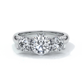 Platinum ring with a trilogy of round diamonds with a cathedral setting