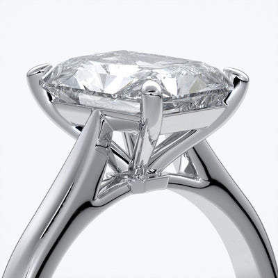 Daisy Engagement ring radiant diamond 4 claw 18ct white gold tapered