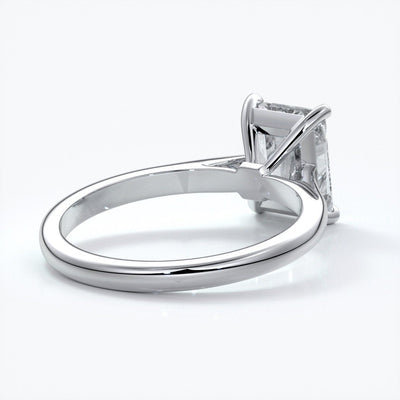 Daisy Engagement ring radiant diamond 4 claw 18ct white gold tapered