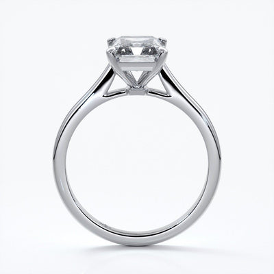 Daisy Engagement ring radiant diamond 4 claw 18ct white gold tapered
