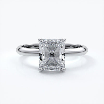 Eadie Engagement Ring radiant diamond halo 18ct white gold
