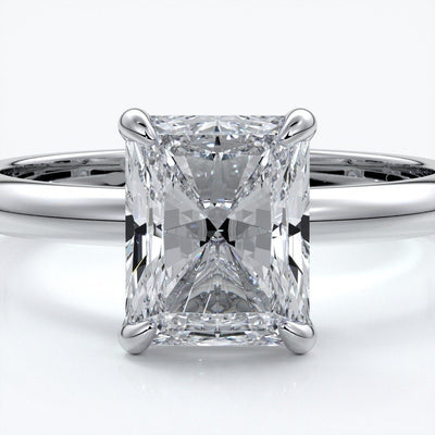 Eadie Engagement Ring radiant diamond halo 18ct white gold
