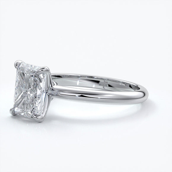 Eadie Engagement Ring radiant diamond halo 18ct white gold