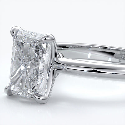 Eadie Engagement Ring radiant diamond halo 18ct white gold