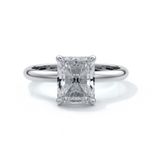 Platinum ring with a two carat radiant cut diamond enhanced with a Platinum band