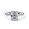 Platinum ring with a two carat radiant cut diamond enhanced with a Platinum band