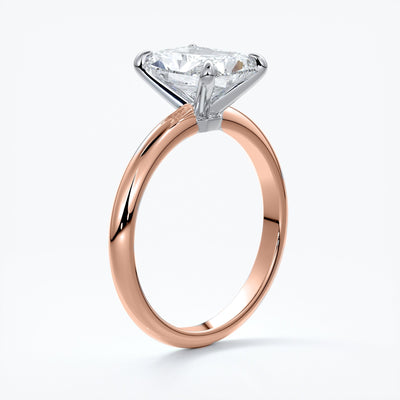 Rose gold ring with two carat radiant cut diamond