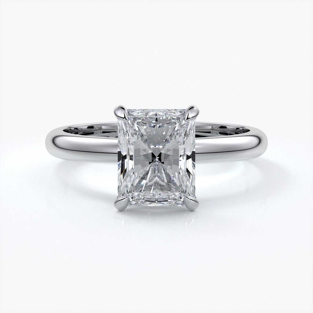 Edith Engagement ring radiant diamond 4 claw 18ct white gold