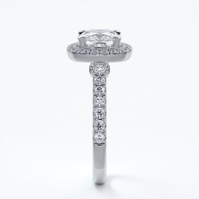 Elizabeth Engagement Ring cushion diamond band halo 18ct white gold