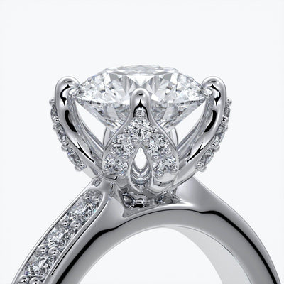Elle Engagement ring round tulip 6 claw platinum