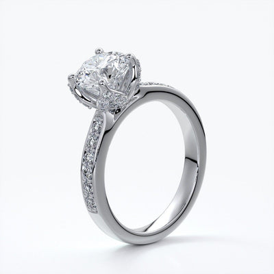 Elle Engagement ring round tulip 6 claw platinum