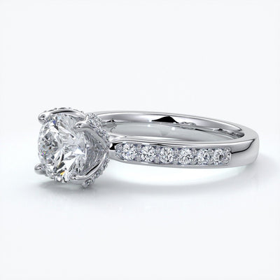 Elle Engagement ring round tulip 6 claw platinum