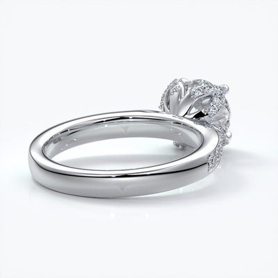 Elle Engagement ring round tulip 6 claw platinum
