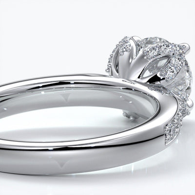 Elle Engagement ring round tulip 6 claw platinum