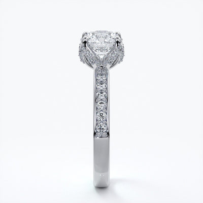 Elle Engagement ring round tulip 6 claw platinum
